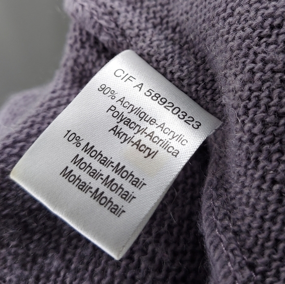 La Redoute Sweater Dress 14/16 Purple Tie Belt V-Neck Button Short Sleeve Mini - Picture 5 of 6